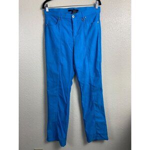 Simon Chang Blue Straight leg Pants Women Size‎ 10 Mid rise